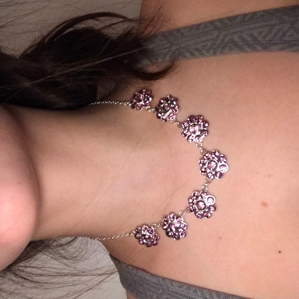 Pick flower chain necklace